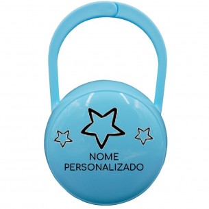 Caixa Porta-Chupetas estrela com nome ou frase personalizados Azul