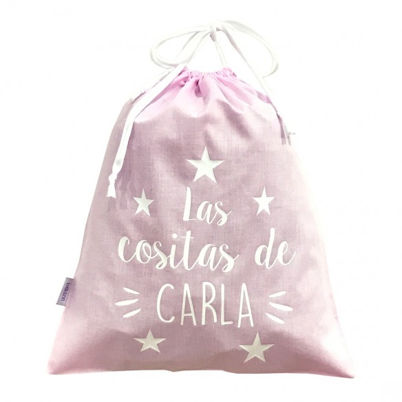 Sacola de troca com nome ou frase personalizados Rosa