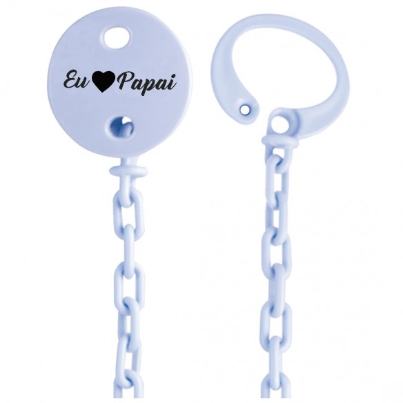 Corrente de chupeta Eu LOVE Papai Azul
