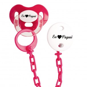 Fucsia Conjunto Chupeta e corrrente Eu LOVE Papai