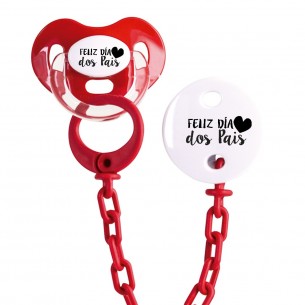 Rojo Conjunto Chupeta e corrrente FELIZ DIA dos Pais