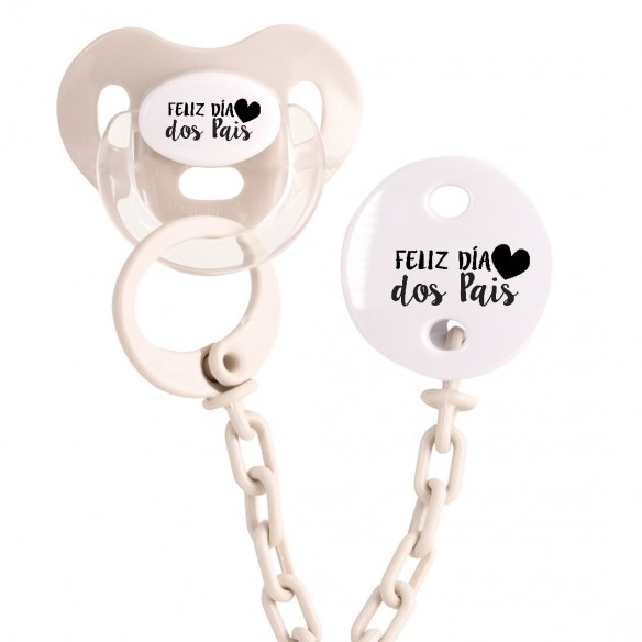 Beige Conjunto Chupeta e corrrente FELIZ DIA dos Pais