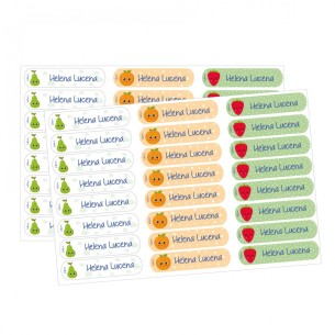 Etiqueta têxtil Fruta com nome personalizado